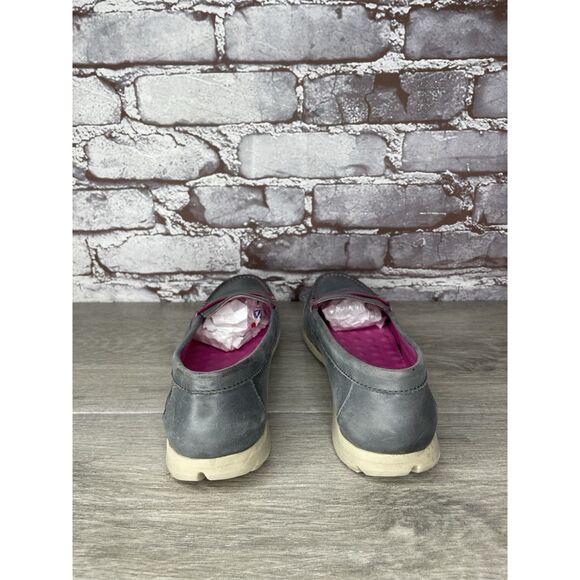 Josef Seibel Gray Leather Pink Stitching Penny Loafer Comfort Shoes Women 36EU/6 - Picture 4 of 16